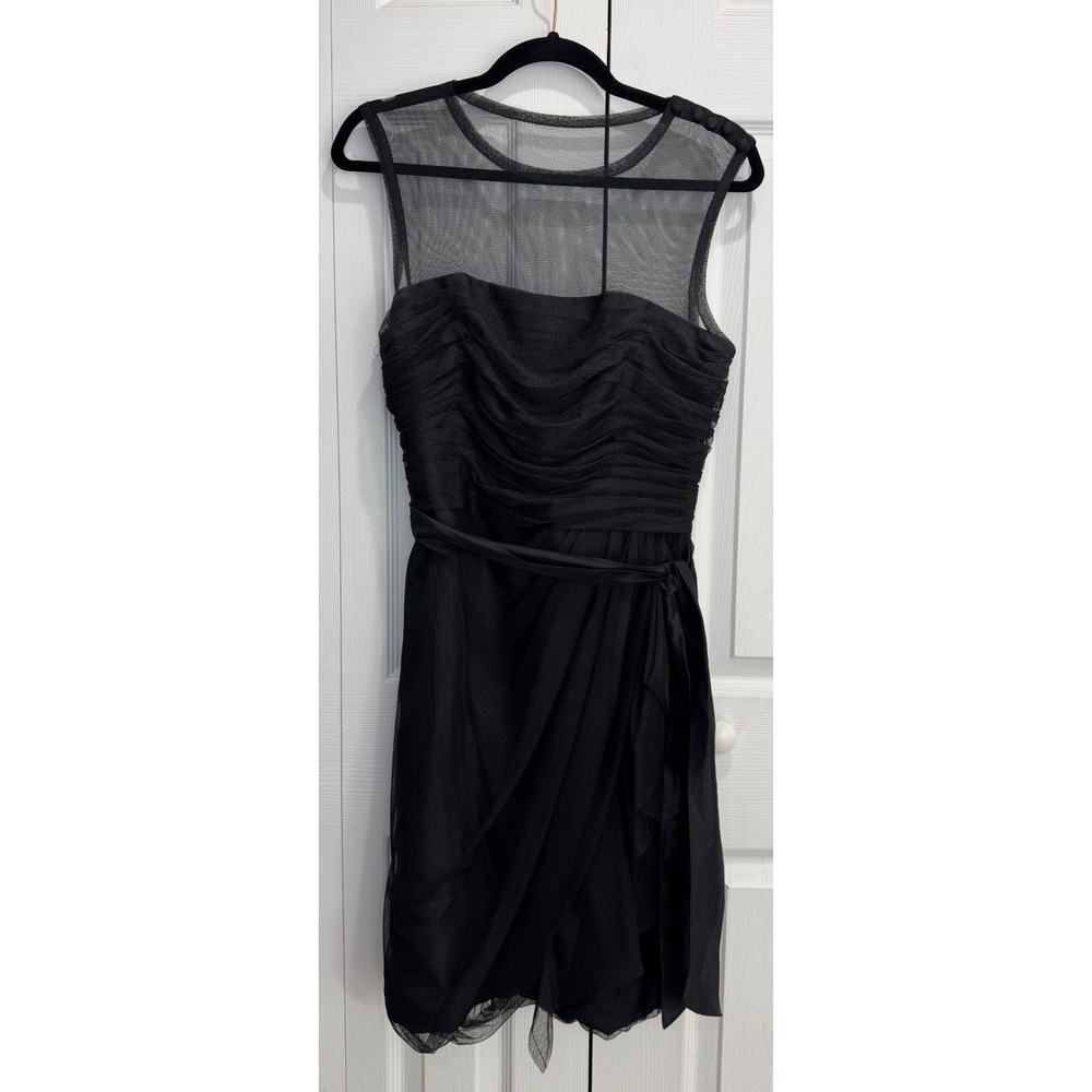 White by Vera Wang Knee-Length Dress Women's 10 Black Mesh Long Sleeve Fashion
